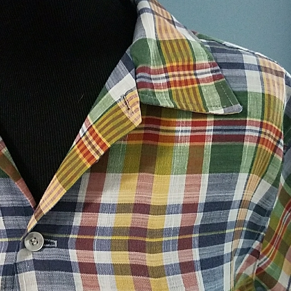 Vintage Style Plaid Button- Up Short Sleeve